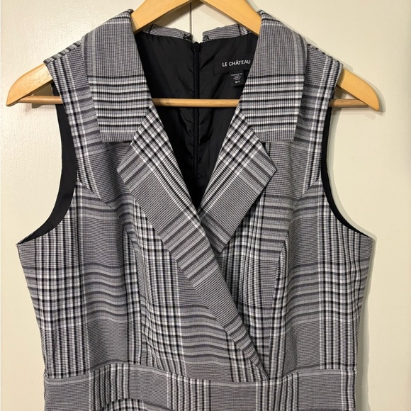 Le Chateau Gray Plaid Women's Jumpsuit - Picture 3 of 5